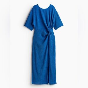 h&m linen blend knot detail dress Women's Orange Knot-detail Dress